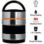 Vacuum Insulated Lunch Box Stainless Steel Food Jar 2 Tiers Food Container Food Carriers Thermal Lunch Container Food Storage Box 1.4L Holding Time 6hr 7x5’’(Random Black or Orange Color)