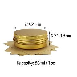 31pcs 1oz/30ml Gold Aluminum Tin Jar with Screw Lid and Blank Labels