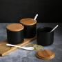 | Storage Bottles & Jars | pcs black ceramic Spice jar set with spoon and cover simple and creative salt jar European Kitchen supplies | by HUDITOOLS | 1 PCs