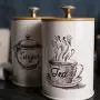Lot de 3 Pots de Conservation Alimentaire avec Couvercle Design Retro Métal Parfait pour Bocal de Sucre, Service de Thé, Café, Sucre Lot de 3 Pots de Conservation Alimentaire avec Couvercle Design Retro Métal Parfait pour Bocal de Sucre, Service de Thé, Café, Sucre