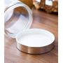 Large Clear Thick Glass Straight Sided Jar with Silver Metal Overshell Lid - 16 oz / 480 ml (4 Pack) + Labels