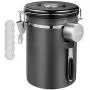 Veken Coffee Canister, Airtight Stainless Steel Kitchen Food Storage Container with Date Tracker and Scoop for Beans, Grounds, Tea, Flour, Cereal, Sugar, 22OZ, Gray