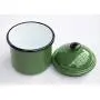 DanDiBo Lagerwarein Metallbehälter für Mehl 501Z Zinn 15 cm Enamellierter Vintage Cottage Stil Mehlkanne Enamel Teekanne Kaffee Kanne (grün)