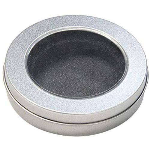 joyMerit Small Tin Box Container, Round Tin Storage Case - 90 x 20 x 0.21mm, Silver