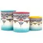 Euro Ceramica Zanzibar Kollektion Farbene Keramik Küchenbehälter, 3-teiliges Set, Spanische Blumenmuster, Unterschiedliche Größen, Mehrfarbig