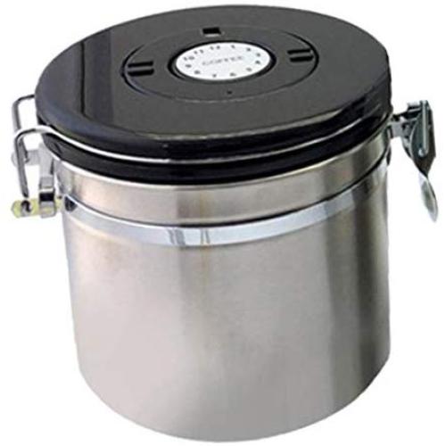 joyMerit Airtight Coffee Canister Stainless Steel | Coffee Jar Container with Locking Clamp,CO2 Gas Vent Valve & Date Tracker Wheel | Coffee Storage Container
