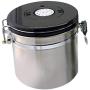 Stainless Steel Airtight Canister with Co2 Vent Valve ＆ Date Tracker Wheel and Locking Clamp for Kitchen, Coffee Ground Vault Jar, Silver, 5inch