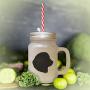 Green Maremma Sheepdog Silhouette Frosted Glass Mason Jar With Straw