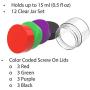 Stalwart 75-0268 12 Piece Storage Jars with Colored Lids, 20ml, Clear