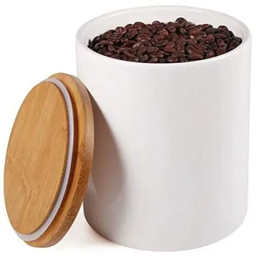 77L Food Storage Canister - Ceramic Food Storage Canister with Airtight Wooden Lid, 53.04 FL OZ (1570 ML) White Food Storage Jar for Home and Kitchen Serving for Coffee, Sugar, Tea, Flour and More 77L Food Storage Canister - Ceramic Food Storage Canister with Airtight Wooden Lid, 53.04 FL OZ (1570 ML) White Food Storage Jar for Home and Kitchen Serving for Coffee, Sugar, Tea, Flour and More