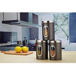 KXDAR Coffee Canister, Tea Container, Seal Coffee Storage Food Storage Jars Stainless Steel, Sugar Vacuum Tins (Set 1 Pcs/Set 3 Pcs),1Pcs