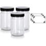 6 oz Clear PET Spice Bottle with Black Ribbed Cap (3 pack) + Labels