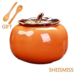 Ceramic Ashtray,Persimmon Decorative Boxes Kaki Food Bins Canisters Portable Tea Cans Jewelry Box Candy Storage Organization Sets Cookie Jars Canisters 60g Mini Gift Xmas (single)