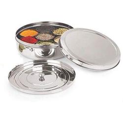 Spice Container - Masala Dabba - 7 Compartments, masala box,steel masala dabba,Spice container box,stainless steel spice box indian masala dabba with 7 spice containers,Stainless Steel Masala Dabba