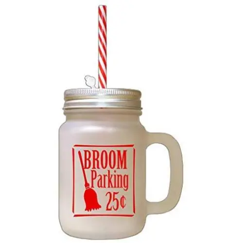 Bouchettes de Parking Red Broom - Pot Mason en Verre Froisé 25 Centimes avec Paille Bouchettes de Parking Red Broom - Pot Mason en Verre Froisé 25 Centimes avec Paille