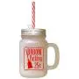 Bouchettes de Parking Red Broom - Pot Mason en Verre Froisé 25 Centimes avec Paille Bouchettes de Parking Red Broom - Pot Mason en Verre Froisé 25 Centimes avec Paille