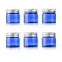 6 Pièces Pots Remplissables de 50ml - Flacons Bleus en PET avec Couvercle Aluminium et Anneau Intérieur pour Stockage Échantillons Maquillage Lotion Crème Visage Masque Ointment
