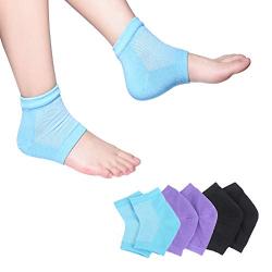 Moisturizing Socks, 3 Pairs-Moisturizing/Gel Heel Socks for Dry Cracked Heels, Open Toe Socks, Ventilate Gel Spa Socks to Heal and Treat Dry, Gel Lining Infused with Vitamins (Blue, Purple, Black)