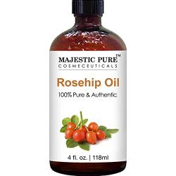 Majestic Pure Rosehip Oil for Face, Nails, Hair and Skin, Pure & Natural, Cold Pressed Premium Rose Hip Seed Oil, 4 oz