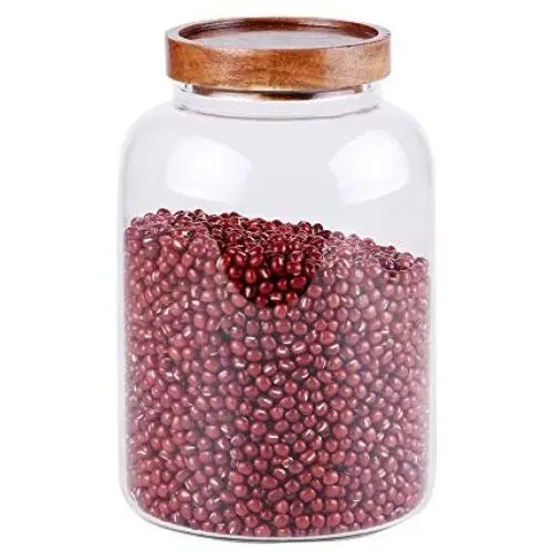 Conteneurs en verre épais de grande capacité, 1950 ml (66 fl oz) pour le stockage et le service en cuisine, avec couvercle en bambou étanche, pots à céréales sans BPA pour spaghetti, poudre, épices, thé, café (7,6 pouces de haut) Conteneurs en verre épais de grande capacité, 1950 ml (66 fl oz) pour le stockage et le service en cuisine, avec couvercle en bambou étanche, pots à céréales sans BPA pour spaghetti, poudre, épices, thé, café (7,6 pouces de haut)