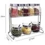 Kitchen Storage Containers Glass Jars Set,Iron Spice Rack Send Spoon Pack of 8,Stainless Steel Spice Jars Oil Vinegar Pot Kitchen Supplies,b