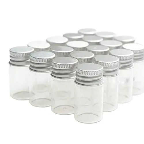 12 Bouteilles en Verre Transparents Portables pour Voyage, avec Caps en Aluminium Argenté pour Essences, Poudres, Crèmes, Pommades, Contenants de Rangement pour Cosmétiques et Maquillage (15ml/0.5oz)