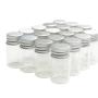 12PCS Empty Clear Travel Portable Glass Wish Bottles with Silver Aluminum Cap Essential Oil Powders Cream Ointments Grease Storage Container Jars Cosmetic Makeup Sample Packing Holder(15ml/0.5oz)