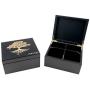 Hakuna Supply - Black Storage Box with Dividers, Glass Jar, Grinder and Catcher- Engraved Bamboo Lid (Tree of Life)