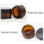 3Pcs 20ml/0.7oz Amber Glass Empty Refillable Cosmetic Jars with Black Cap and Liner Facial Cream Lotion Cases Boxes Pots Tins Containers Dispense Sample Bottle for Cosmetic Cream Balm Storage