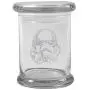 Klarer 8 oz Glas Kräuterdunstbehälter mit Deckel und Stormtrooper-Logo von Smoke Promos