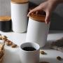 New Ceramic Wood Lid Storage Jar Kitchen Food Food Coffee Tea Storage Seasoning Sealed Storage Bottle A Variety Of Size Options,3