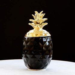 joyMerit Pineapple Ceramic Jars with Lid for Home Kitchen Food Sugar, Jam Storage, DIY Wedding Favors Gift - 2 Pack
