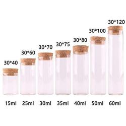 | Storage Bottles & Jars | Dia 30mm: 15ml 25ml 30ml 35ml 40ml 50ml 60mlTransparent Glass Test Tube Vials Terrarium with Cork Stopper Glass Container 24pcs | by HUDITOOLS | 1 PCs