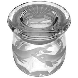 IncisoArt  Hand Etched Vibe Storage Jar Sandblasted (Sand Carved) Glass Handmade USA Custom (Dolphins Waves Sea Shell, 12.25 Ounce (362ml))