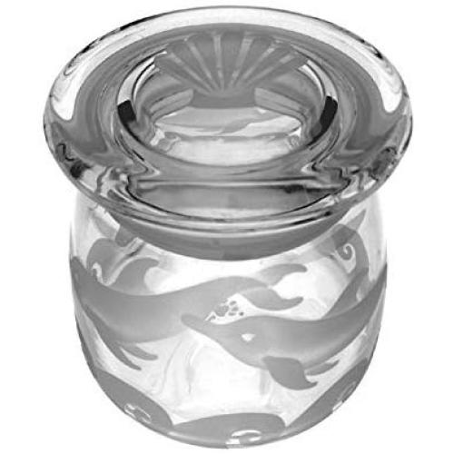 IncisoArt  Hand Etched Vibe Storage Jar Sandblasted (Sand Carved) Glass Handmade USA Custom (Dolphins Waves Sea Shell, 12.25 Ounce (362ml))
