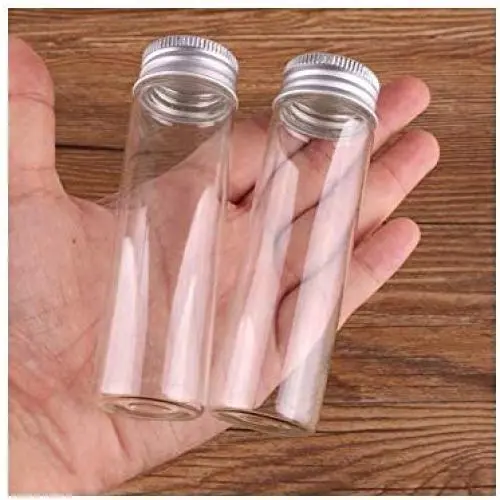 24 Stück 50 ml Glasflaschen Tiny Jars Vials mit Silberdeckel für DIY Basteln