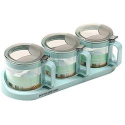 Spice Jar, Maserfaliw Kitchen 1/2/3 Spice Jar Condiment Storage Seasoning Bottle Container Box Holder - Green Three Jar, Recyclable, Suitable For Holiday Gifts In The Outing and Indoors.