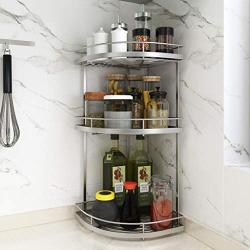 JIAXRACK 3-Tier Organizer Rack,Kitchen Rack Organizer Rack/Kitchen Bathroom Bedroom Countertop Storage Organizer Spice Jars Bottle Holder Rack- Black