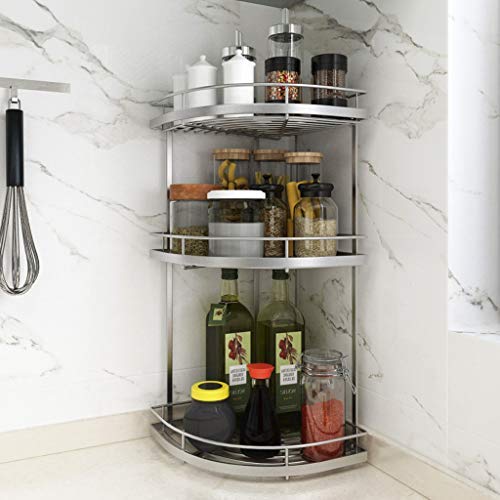 JIAXRACK 3-Tier Organizer Rack,Kitchen Rack Organizer Rack/Kitchen Bathroom Bedroom Countertop Storage Organizer Spice Jars Bottle Holder Rack- Black