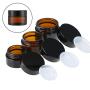 Healthcom 10 Pcs 15g Amber Glass Jars Container Empty Cosmetic Cream Lotion Powder Bottles Pot Refillable Bottle Vials with Lid Inner Liner Makeup Sample Container Lip Balm Sample Storage Jar Home Use