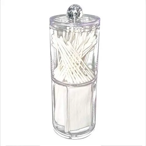 Transparente Acryl Aufbewahrungsbox mit Deckel – Make-up Organizer für Wattebäusche, Wattestäbchen, Kosmetikkapads, Aufbewahrungsbehälter, Boxhalter – 2 Stück