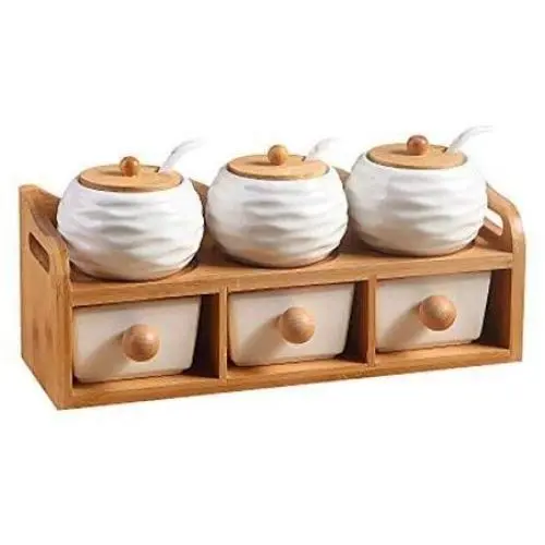 DUDDP Storage Spice lar set Kitchen Bamboo Cover Seasoning Jar, spice jar rack Double Shelf 6 Sets - Non Slip Base, Luxurious Condiment Cruet Bottle Set DUDDP Storage Spice lar set Kitchen Bamboo Cover Seasoning Jar, spice jar rack Double Shelf 6 Sets - Non Slip Base, Luxurious Condiment Cruet Bottle Set