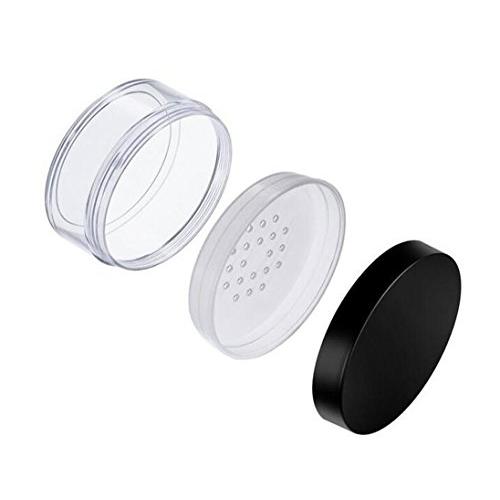 1PCS Empty Refillable Plastic Loose Powder Puff Box Foundation Make-up Powder Blush Case Container Jar Pot With Sifter Filter And Black Lid(Clear) size 30ml/1oz