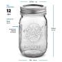 Ball Mason Jars 16 oz/Pint - 12 Regular Mouth Jars with Airtight lids & Bands - For Canning, Fermenting, Pickling - Beverages & Jar Decor. Microwave & Dishwasher Safe, Toxin Free.+ SEWANTA Jar Opener