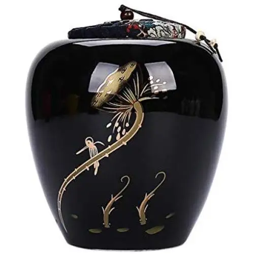 Ceramic Pottery Cereal Containers Canister Cookie Jar with Lids, Airtight Food Storage Containers Bins Large for Kitchen Pantry Organization Flour Rice Candy Bulk, 1.6L, 18x14cm (Color : Black) Ceramic Pottery Cereal Containers Canister Cookie Jar with Lids, Airtight Food Storage Containers Bins Large for Kitchen Pantry Organization Flour Rice Candy Bulk, 1.6L, 18x14cm (Color : Black)