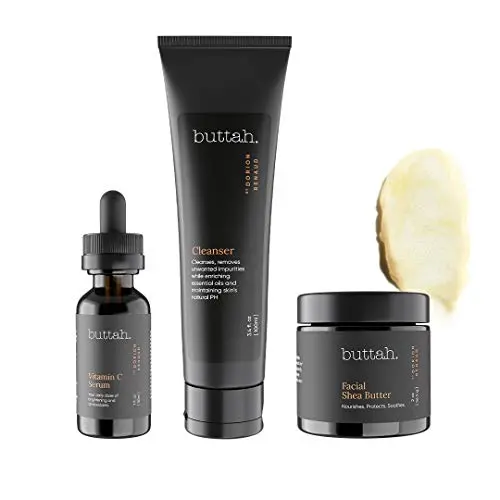 Buttah Skin von Dorion Renaud Komplett-Hautpflege-Set für dunkle Hauttypen | Gesichts-Shea-Butter 2oz | Vitamin C Serum 1oz | Gesichtsreiniger 3,4oz | Organisch & Natürlich | Schwarzes, von Schwarzen Owned Skincare