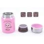 Kakao Friends - 12oz Provision Food Jar (3.3 inch x 5.3 inch) - Double Wall Vacuum Insulated 304 Stainless Steel Leak Proof for Kids Food Storage Container Flask, Pink (Apeach)