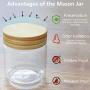 Mason Jar, 11.14 FL OZ (330 ML), 77L Multi-Purpose Mason Jar Canning with Wooden Lid and Regular Mouth - Clear Glass Airtight Food Storage Container for Dry Foods, Drinks, Coffee, Candy and More