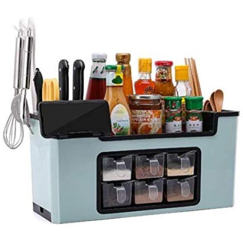 CactusAngui Storage Holder Kitchen Storage Seasoning Bottle Storage Box Kitchen Brush Jar Spoon Organizer Holder Case - Blue