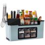 CactusAngui Storage Holder Kitchen Storage Seasoning Bottle Storage Box Kitchen Brush Jar Spoon Organizer Holder Case - Blue